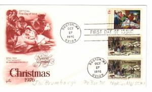 US 1701-1703 13c Christmas all 3 stamps on 1 Combo FDC Artcraft Cachet ECV$15.00