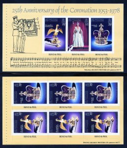 Turks and Caicos 354a,54e MNH, 25th. Anniv. Coronation Booklet Panes from 1978.