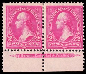 United States Scott 267a Pair w/ Selvage (1895) Mint H VF CV $40.00 W