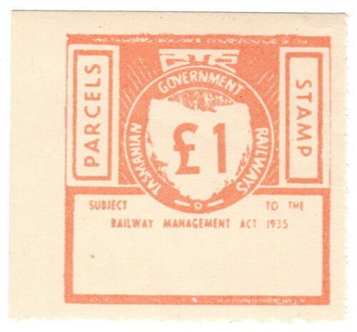 (I.B) Australia - Tasmania Railways : Parcels Stamp £1 