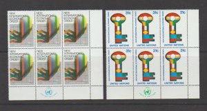 United Nations NY 316-317 Inscription Blocks of 6 LR New Intl Economic Order MNH