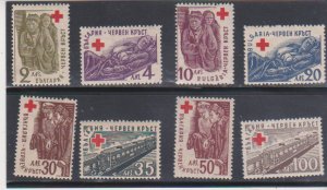 BULGARIA  Scott # 504-511 Red Cross in Carmine Postage Stamp set of 8 MNH