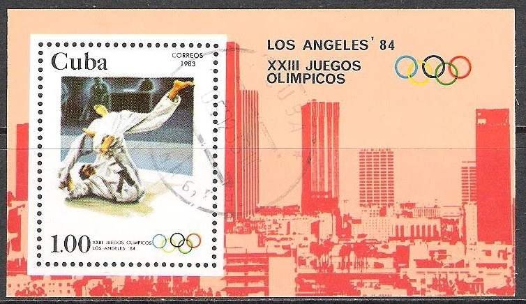 CUBA Sc# 2573 LOS ANGELES SUMMER OLYMPICS Souvenir Sheet 1983  used /cto