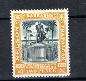 Barbados 1907 2D Nelson Centenary Mint LHM SG161 WS37073
