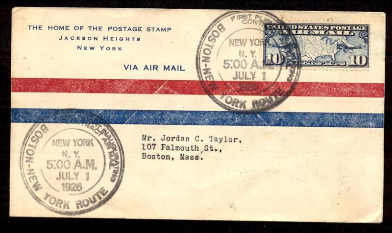 #C7  First Flight Cover NY to Boston July 1 1926