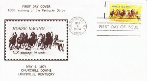 First Day Cover #1528 Horse Racing 100th Anniversary Kentucky Derby 1974
