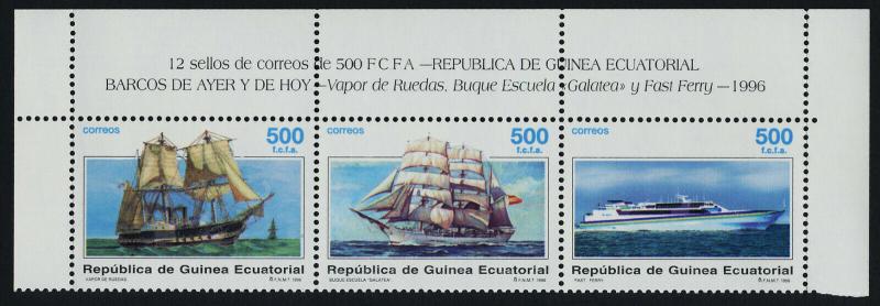 Equatorial Guinea 221 Top Strip MNH Ships