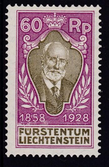 LIECHTENSTEIN 1928 Prince Johann 60 rappen 70th Yr. Anniversary VF/Mint(*)