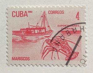 Cuba 1982 Scott 2485 CTO no gum - 4c, Exports, Lobster and fishing boat