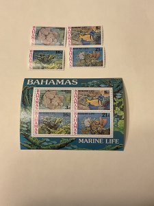 Bahamas Sea Life Set of 4 + s/s, 1977, 406-409a, MNH