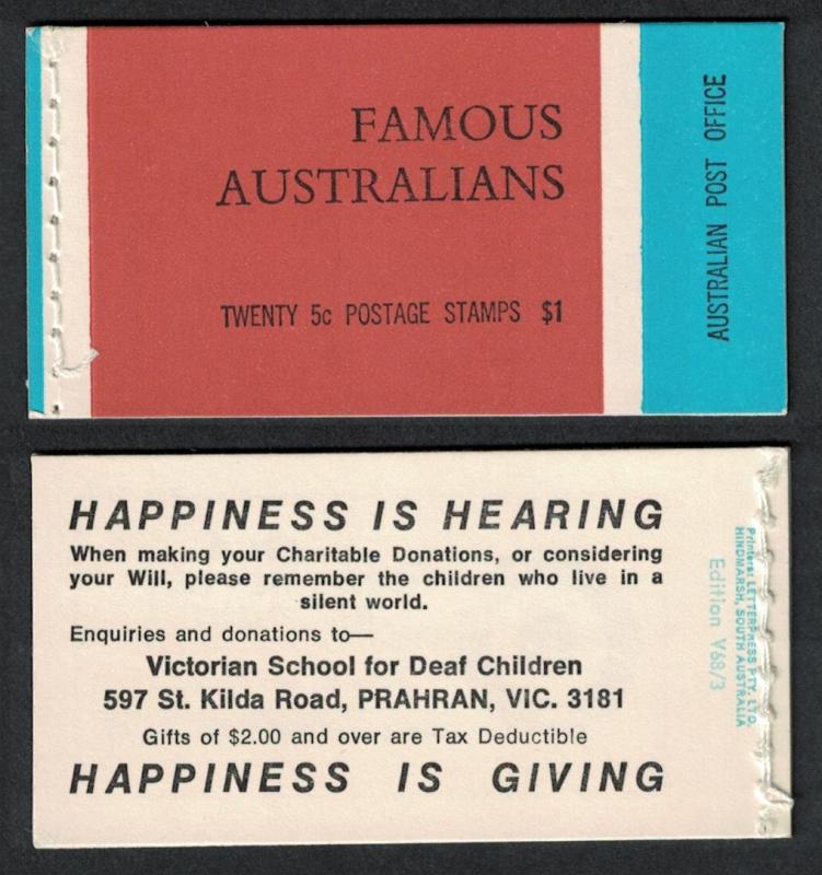 Australia Famous Australians Booklet with Interleaves RAR SG#SB44a CV£50+