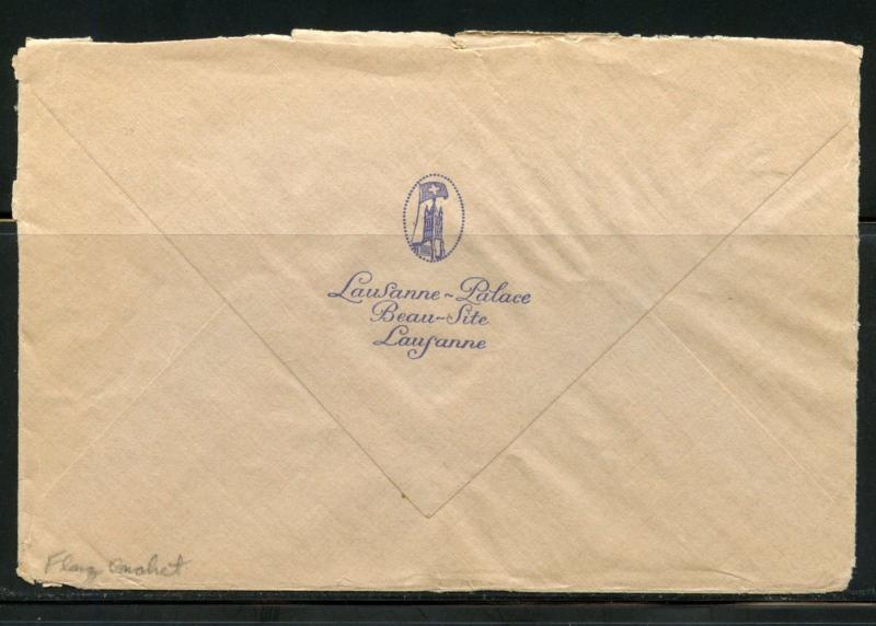 SWITZERLAND  LOT OF 2  1929 COVERS FROM THE LAUSANNE PALACE TO SAN FRANCISCO 