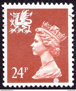 GREAT BRITAIN Wales 1989 QEII 24p Indian Red SGW58 FU