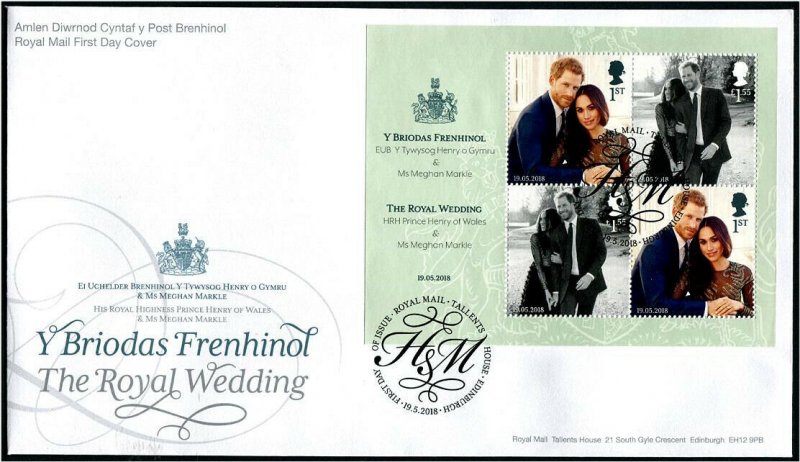 HERRICKSTAMP GREAT BRITAIN Sc.# 3731 Prince Harry Wedding S/S FDC Edinburgh