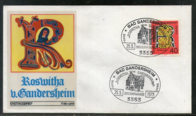 Germany 1973 Roswitha Poet Paintig Religion Sc 1117 Profile Cachet FDC # 13041