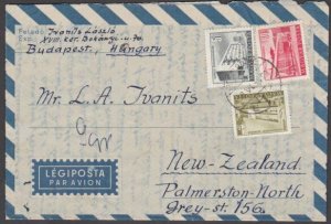 HUNGARY 1958 formular aerogramme commercially used to New Zealand...........J791