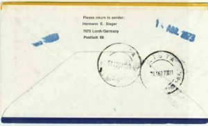 lufthansa  1973  bahamas  to mexico air mail stamps cover ref r15409