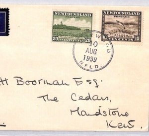 Canada NEWFOUNDLAND Air Mail Botwood Per *Caribou* 1939 Cover GB Kent YN53