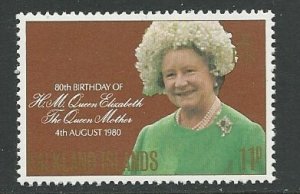 Falkland  # 305 Queen Mother Birthday   (1) Mint NH