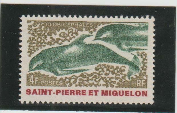 St. Pierre & Miquelon  Scott#  391  MH  (1969 Pilot Whales)