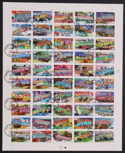 U.S. Used #3561 - 3610 34c State Greetings. Sheet of 50. First Day Cancel.