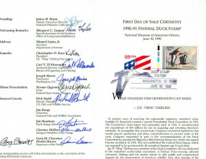 Signed U.S. Fish & Wildlife Service 1st Day RW57 Ceremony Program #2475 1990