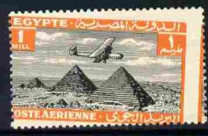 Egypt 1933 HP42 over pyramids 1m single with misplaced pe...