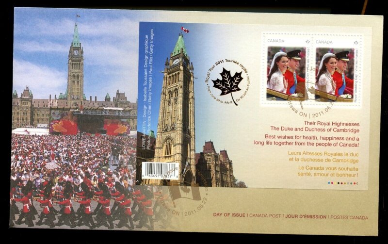 ? 2011 Royal HIghnesses Duke & Duchess Sheet 2 x P stamps, FDC cover