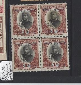 TONGA (PP0605B)  2D/1/-  SG 67B   BL OF 4,  2    MNH