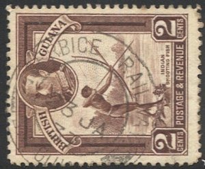 BRITISH GUIANA  1931  Sc 206 Used VF, 2c Scarce BERBICE RAILWAY  postmark/cancel