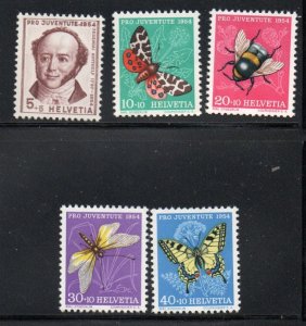 Switzerland Sc B237-41 1954 Pro Juventute, Insects, stamp set mint NH