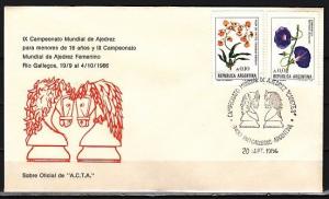 Argentina, 20/SEP/86. Chess Cancel on Cachet Cover.