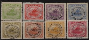 PAPUA 1911 Lakatoi monocolour set ½d - 2/6 Specimen ex Belgium PO archives.