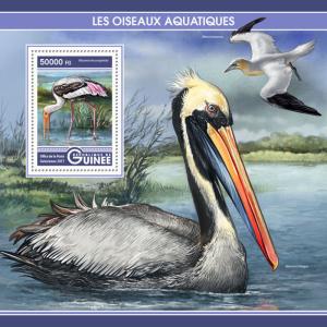 Guinea 2017 MNH Water Birds Painted Stork 1v S/S Storks Stamps