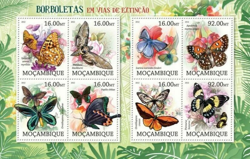 Mozambique 2012 MNH - Butterflies. Y&T 4819-4826, Mi 5656-5663, Scott 2634. MNH