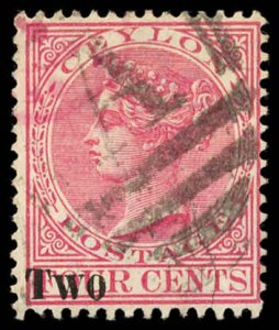 CEYLON Sc 146 USED - 1888 2c on 4c Queen VIctoria - Nice stamp - no faults