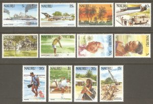 NAURU Sc# 285 - 295 MNH FVF Set12 Airplane Fishing Vessel Lagoon Tennis Golf