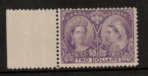Canada #62 Mint fine Never hinged Left Margin Example **With Certificate**