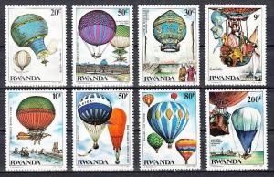 Ruanda, Scott Cat. 1183-1190. Historische Balloon Flights