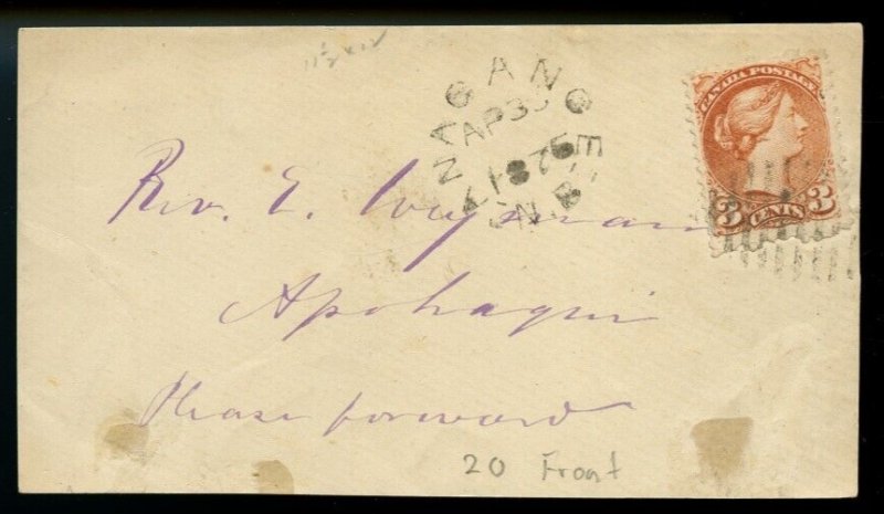 ?ANAGANGE, N.B. double split ring front only SQ 3c 1876 Canada
