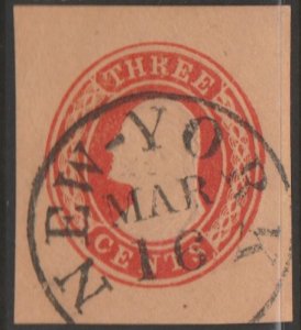 U.S. Scott #U6 Embossed Stamp - Stationery & Wrappers - Used Single - NY Cancel