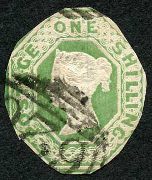 1/- Pale Green Embossed Fine Used