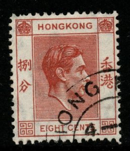 HONG KONG SG144 1941 8c RED-BROWN FINE USED