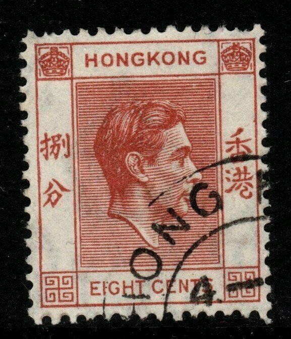 HONG KONG SG144 1941 8c RED-BROWN FINE USED