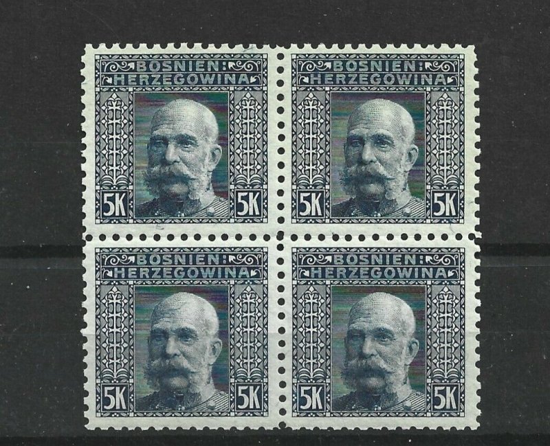 BOSNIA  & HERZEGOVINA 1906  5KR   P 9 1/2  BLOCK OF 4  MNH  CAT £76 NO2