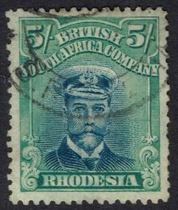 RHODESIA 1913 KGV ADMIRAL 5/- DIE III PERF 14 USED 