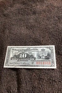 Cuba-1897-10 cent.Banco Espanol de la Isla de Cuba-Bill Serie K # 0314931-UNC.