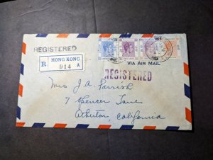 1941 Registered British Hong Kong Airmail Cover to California USA