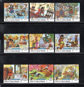 TURKS & CAICOS ISLANDS SC# 695-703 VF/MOG