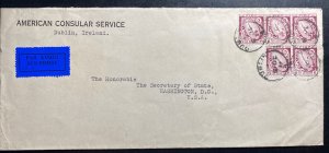 1939 Dublin Ireland American Consular Service Airmail Cover To Washington DC USA